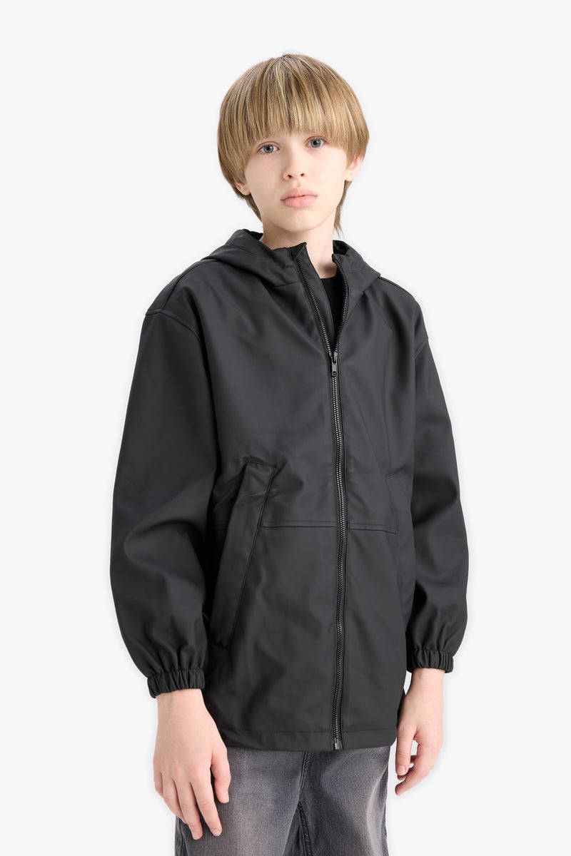 DeFacto Black Boy Boy Waterproof Hooded Rain Jacket Casual - Image 4